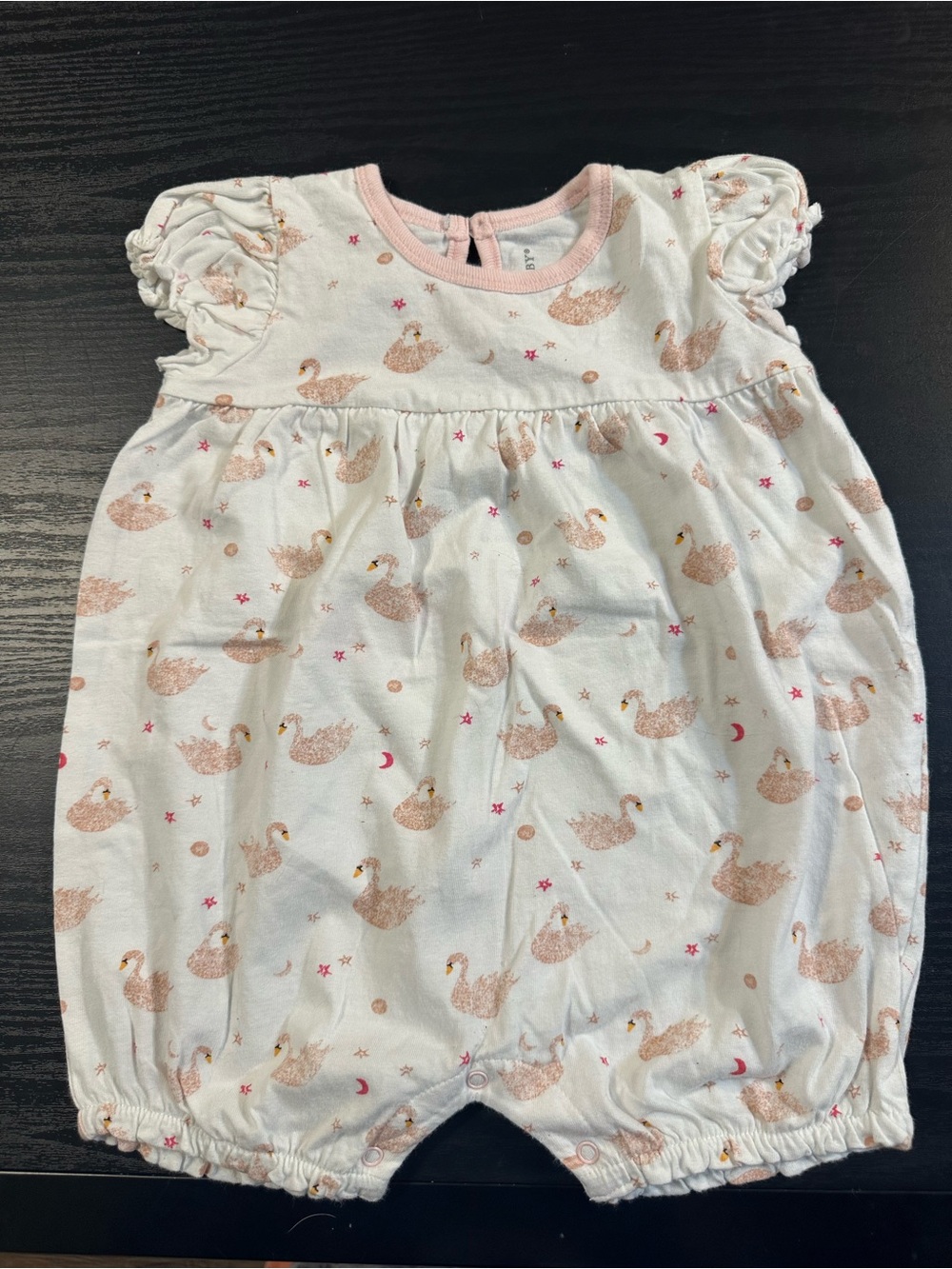 Burt’s Bees Baby Size 12 Months Swan Print One-Piece Pre-owned